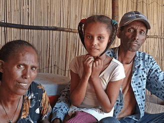 An Ethiopian refugee family in Sudan.