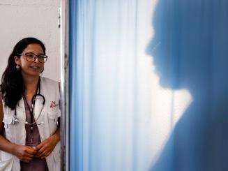 An MSF medical worker works to establish trust with a survivor of sexual violence. 