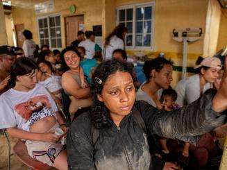 Women in a shelter for migrants after crossing the Darién Gap.