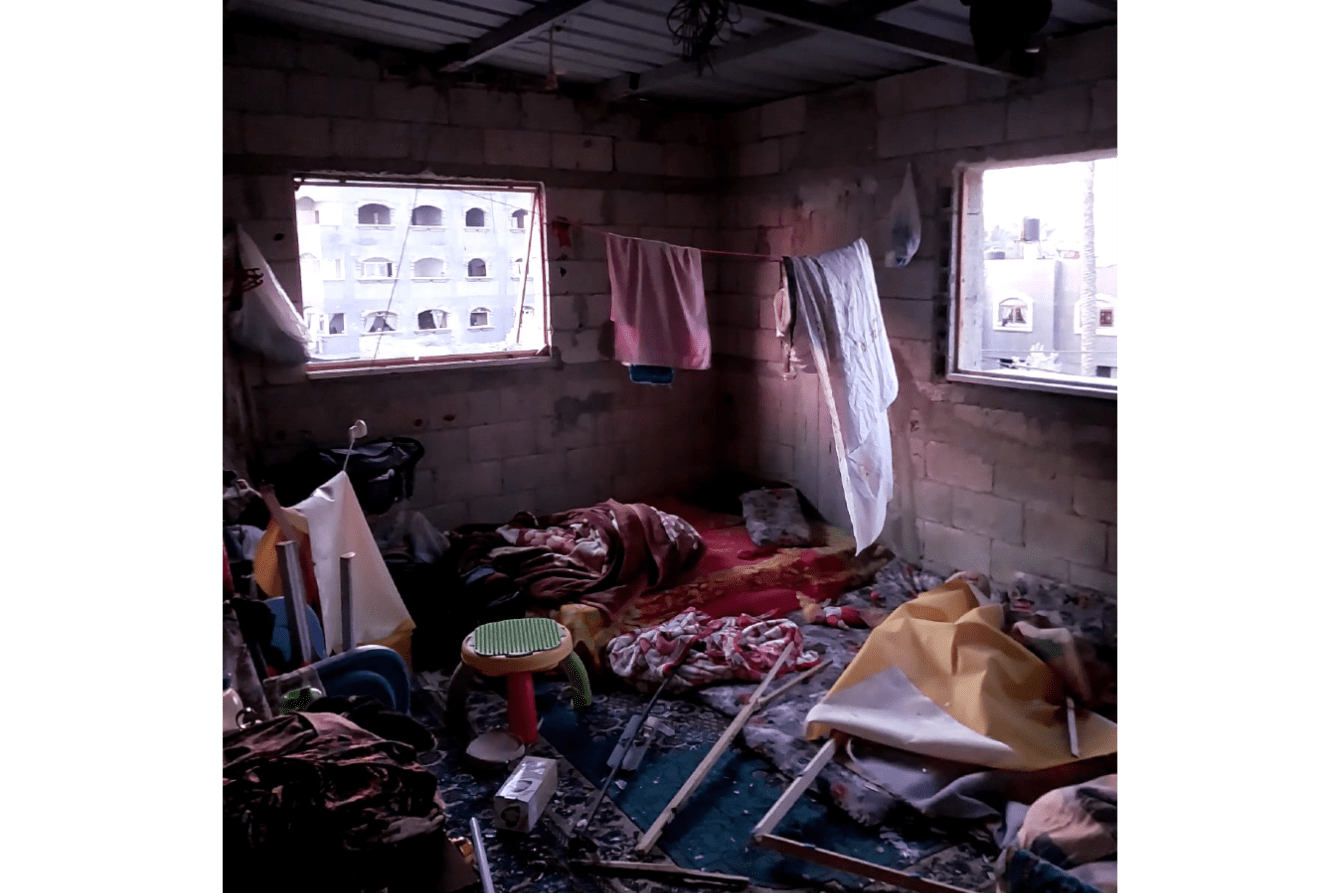 A destroyed shelter after Israeli forces' strikes in Gaza.