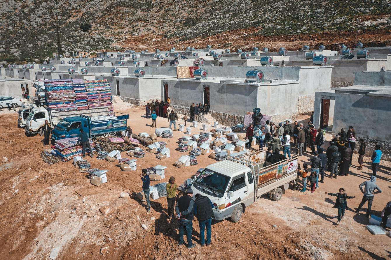 MSF’s distribution of relief items to a reception center hosting displaced families as a result of the earthquake that struck Syria and Turkey on February 6, 2023