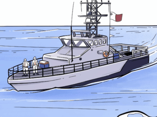 Comic illustration of a Maltese boat.