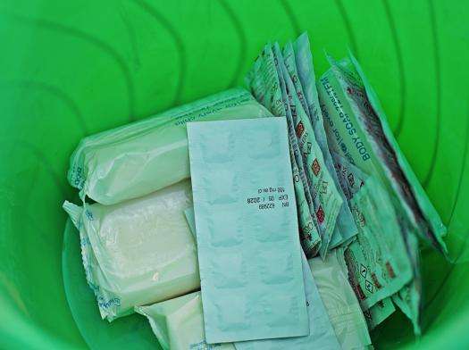 Inside one of the hygiene kits provided by MSF CATI team in Jigjiga, Ethiopia on February 5, 2024.