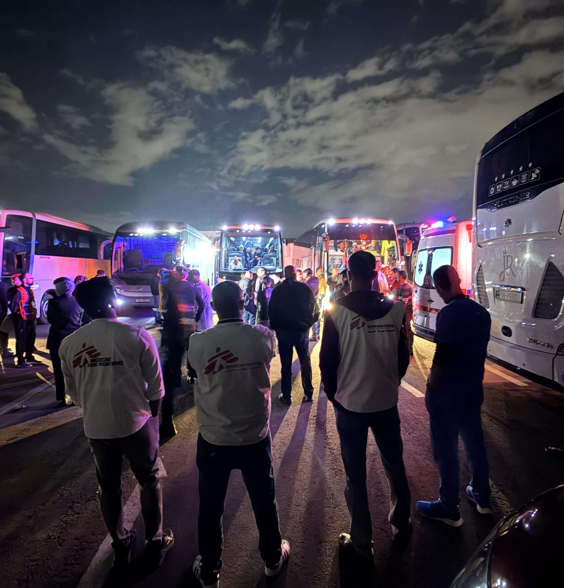 Patients medically evacuated from Gaza arrive in Amman for treatment at MSF's reconstructive surgery hospital.