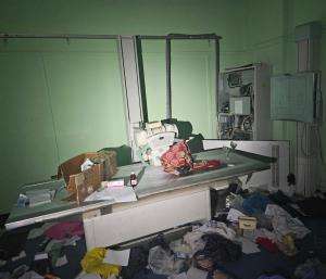 Desk in a ransacked room at Nasser Hospital in Gaza on March 13.