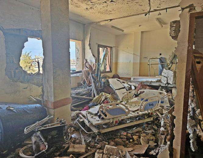 Destroyed interior of Nasser Hospital in Gaza