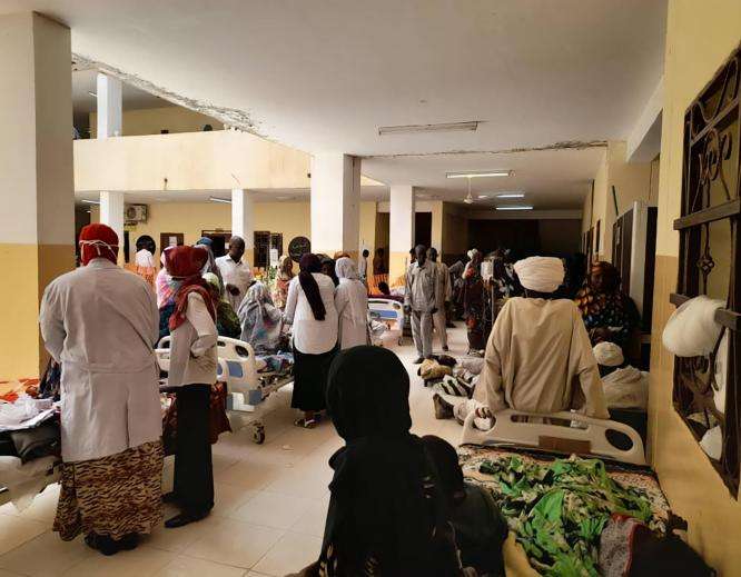 A crowded hospital in El Fasher, Sudan.