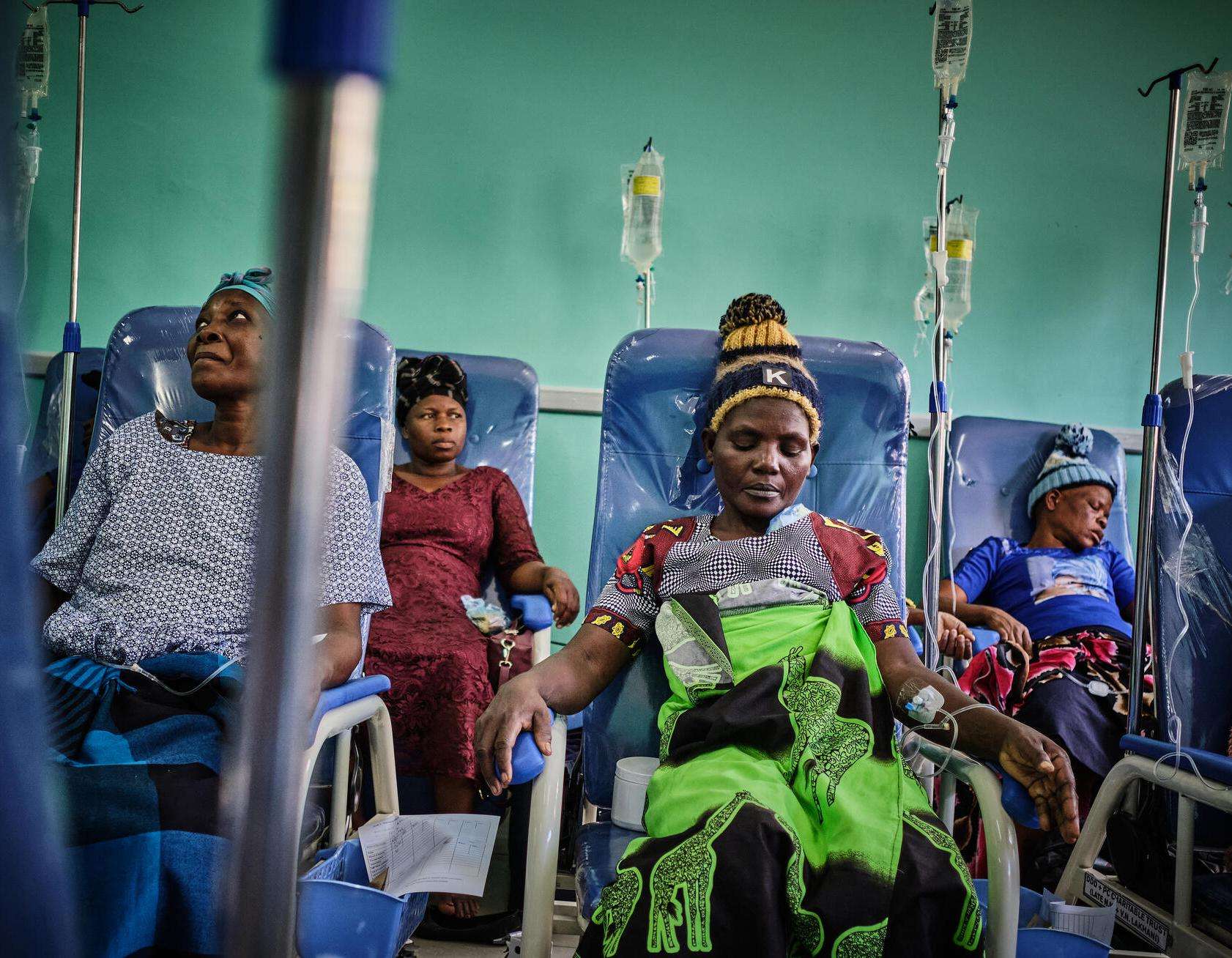 Malawian women during a chemotherapy session at Queen Elizabeth Central Hospital. 