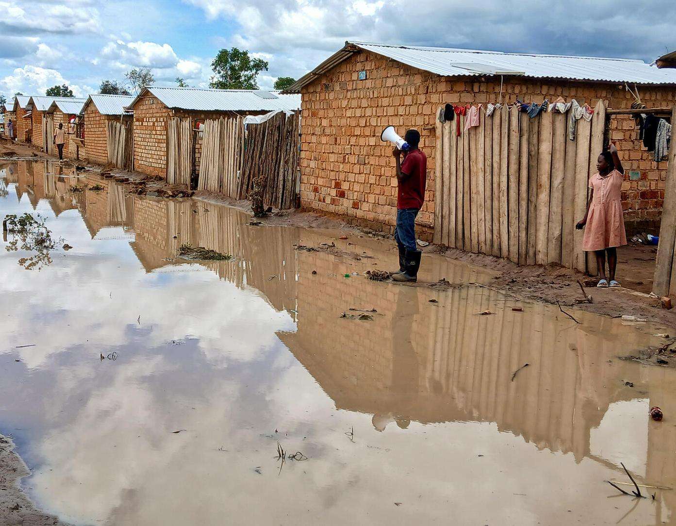 A puddle of stagnant water in a displacement camp in Burundi. 