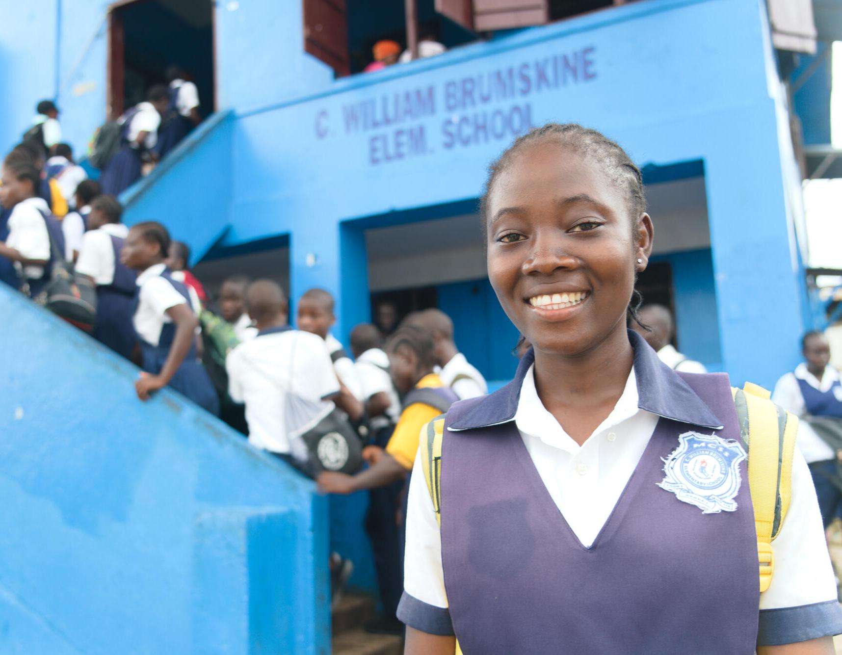 A young school girl in Liberia.