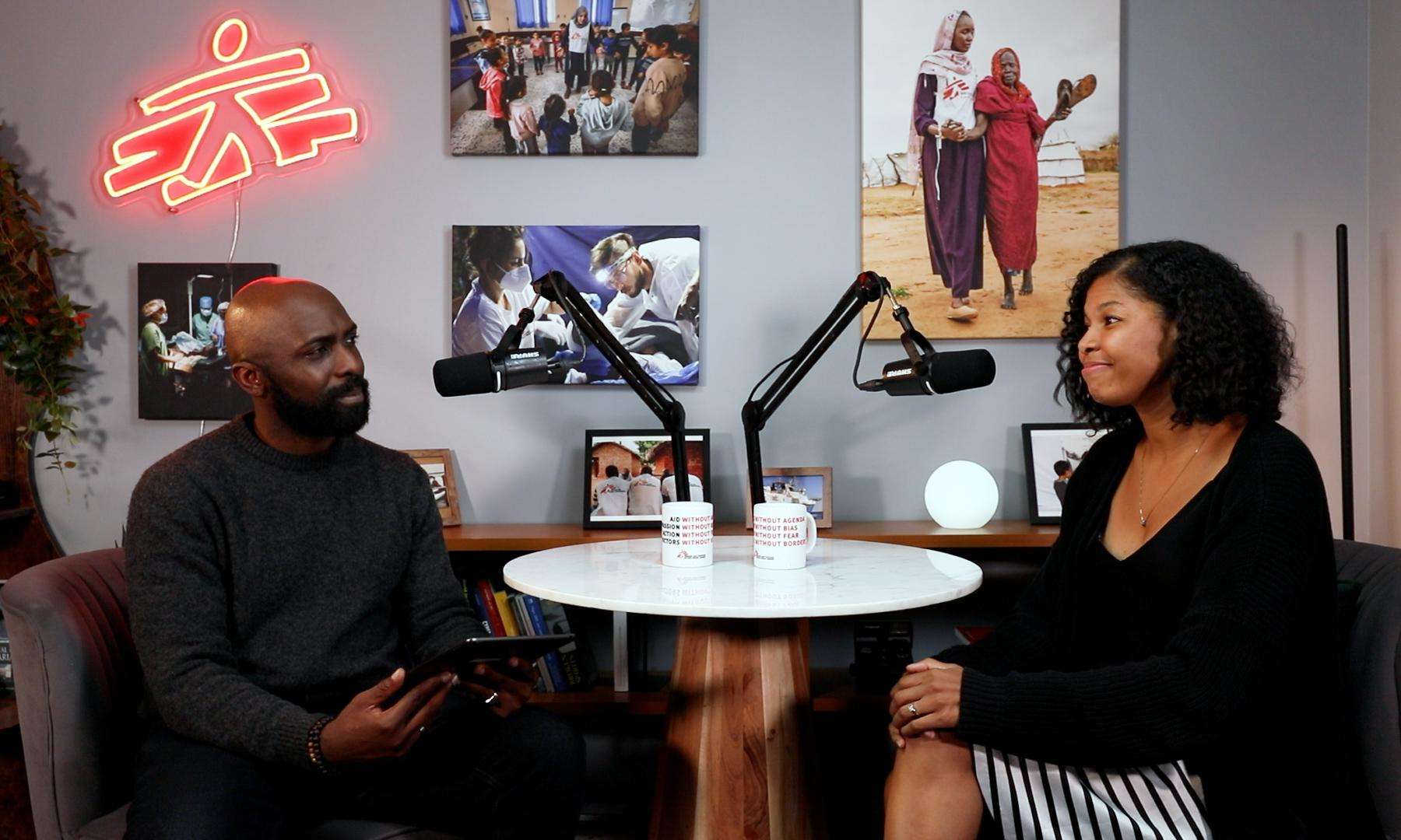 Host of the Humanitarian Lens podcast Chigo Ahunanya interviews MSF supply chain coordinator Urshula Edwards