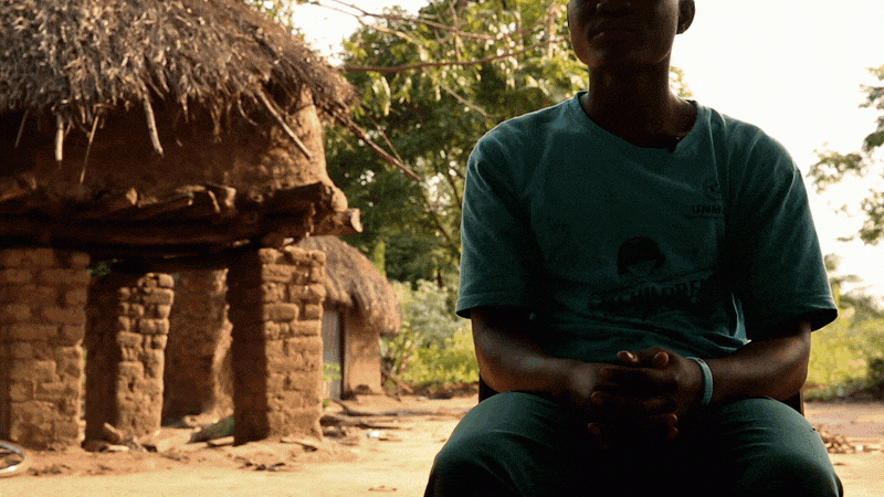 A former child soldier back at home in Yambio.