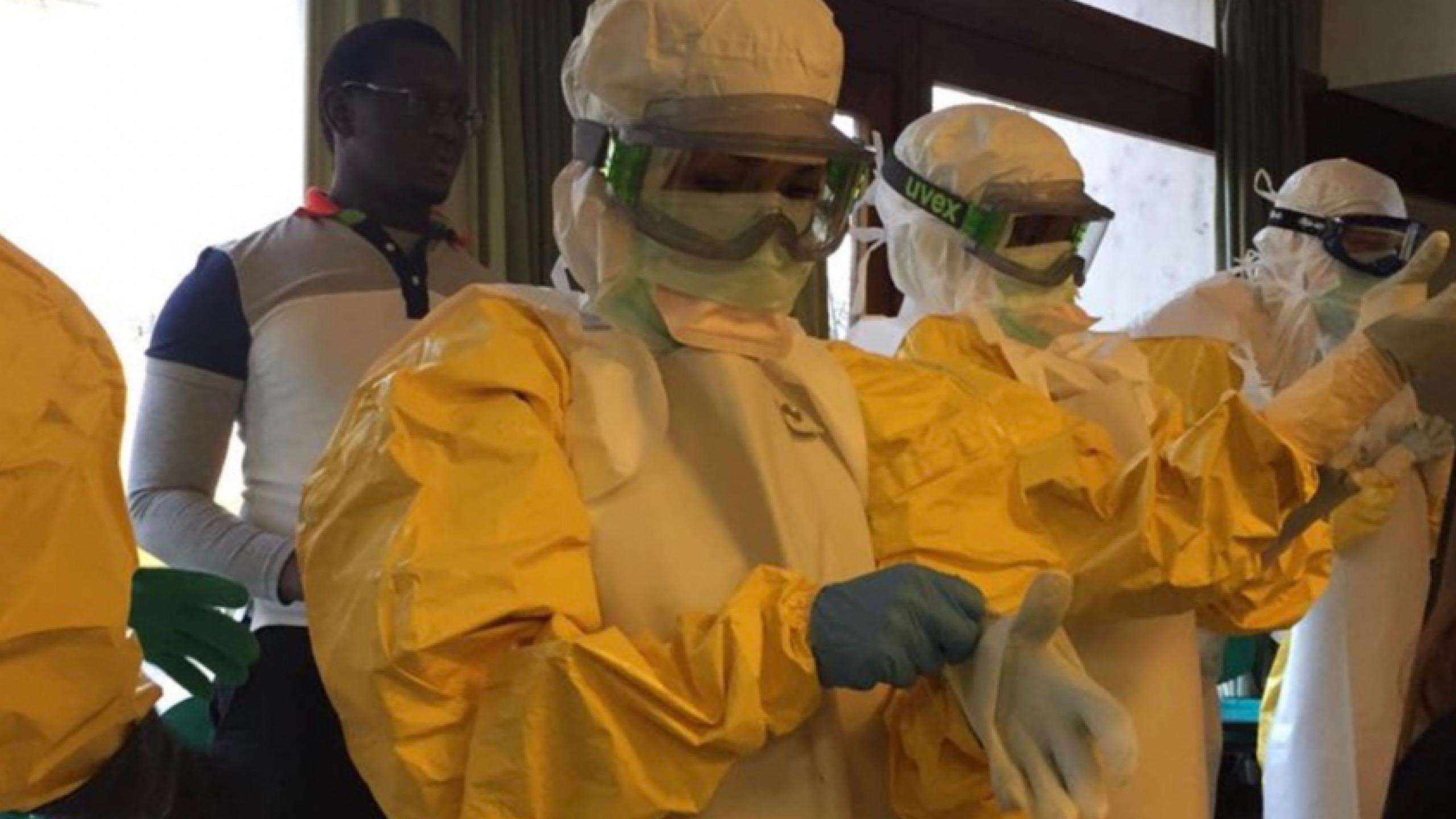 Nurse Valerie Gruhn trains for an assignment with the MSF Ebola response team