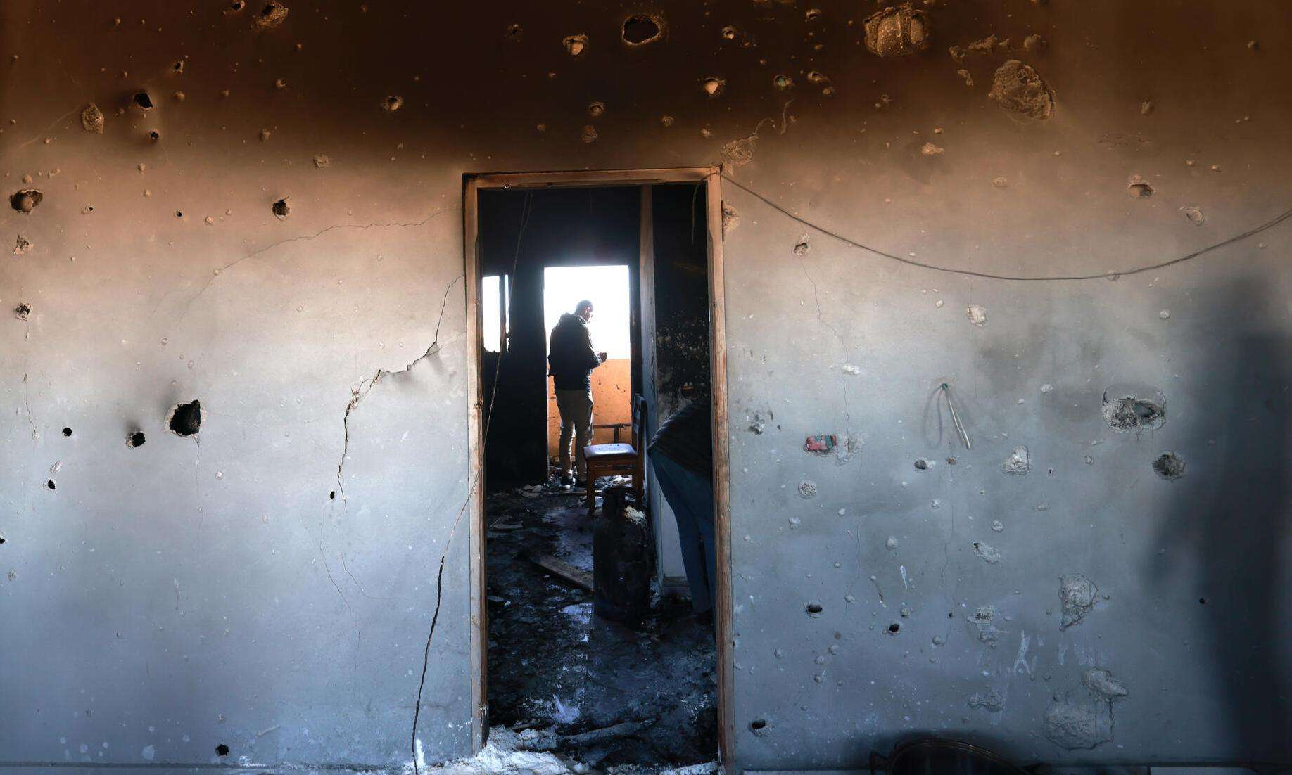 Damaged interior of MSF's shelter in Al-Mawasi in Khan Younis, Gaza, after an Israeli attack.