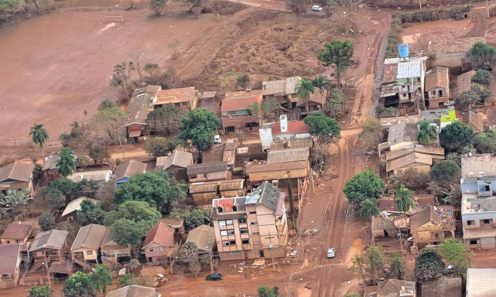 Aerial view of severe floods in the state of Rio Grande do Sul, Brazil.