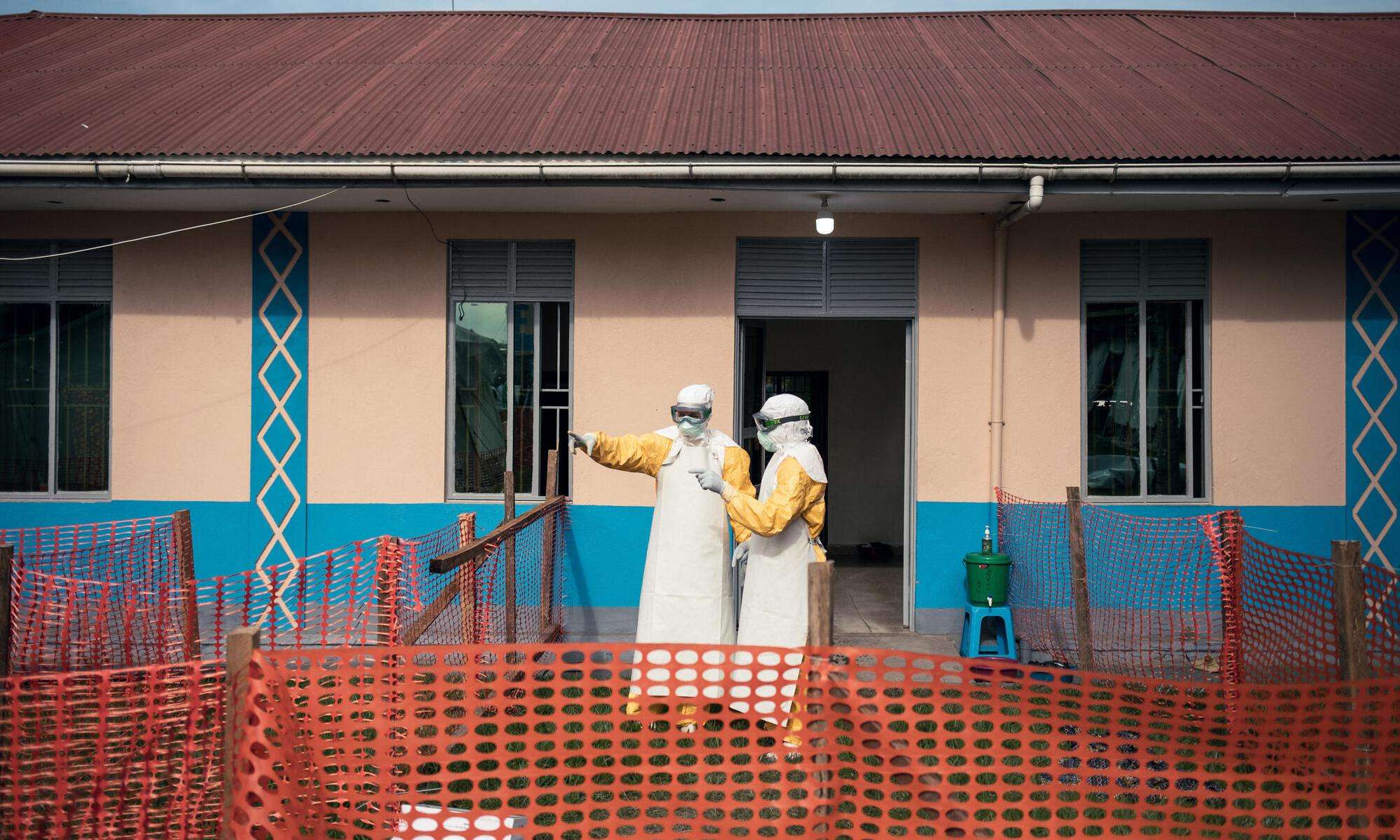 Health workers from the MSF-built Ebola treatment center at Elikya Hospital Centre in Bunia, Ituri province, DR Congo.