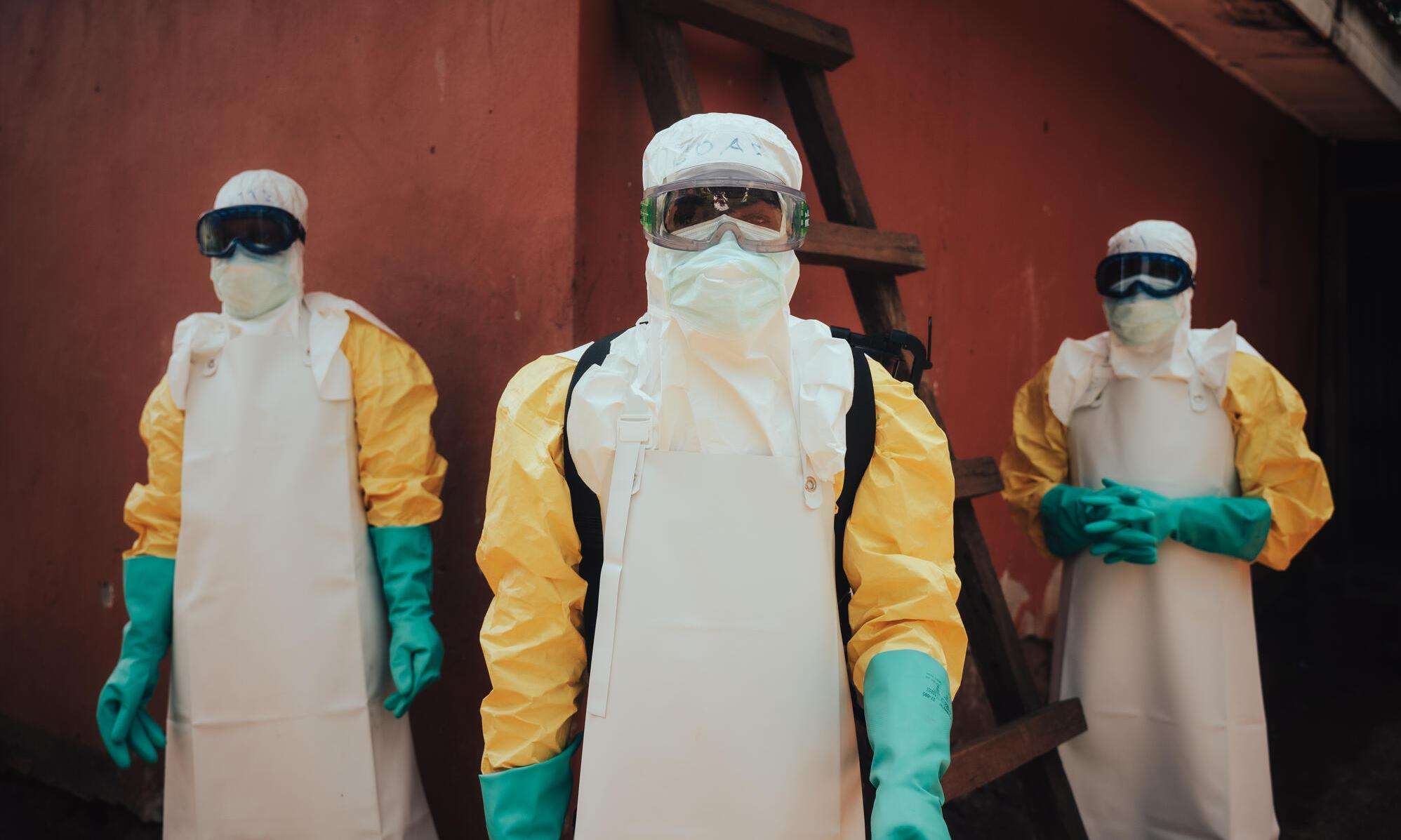 The team prepares to decontaminate a home in Bunia, Ituri province — the initial epicenter of the outbreak in DR Congo.