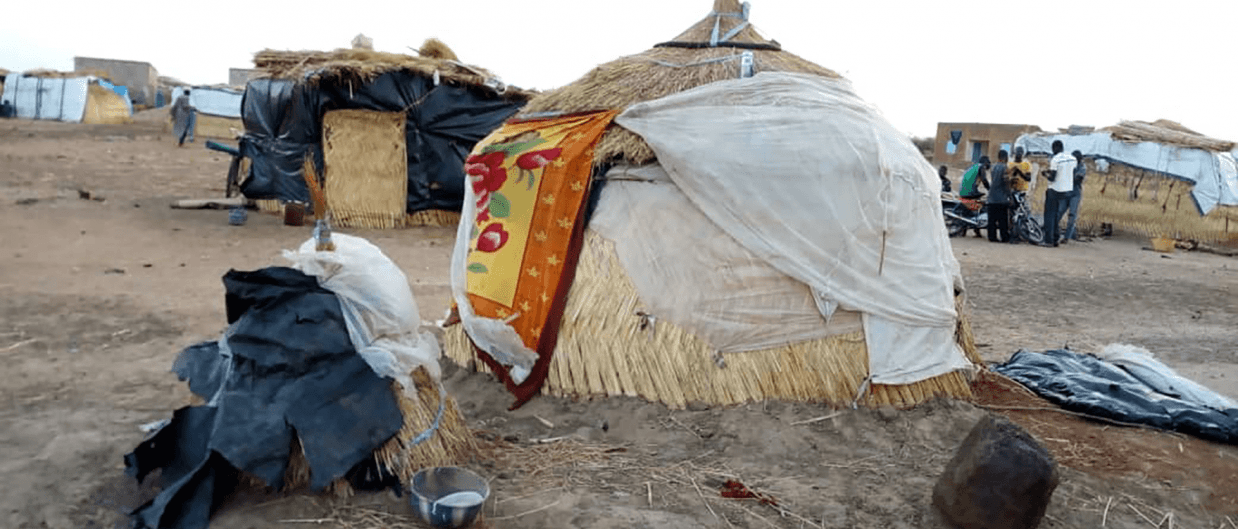 Families displaced by violence live in makeshift shelters in Fada, eastern Burkina Faso.