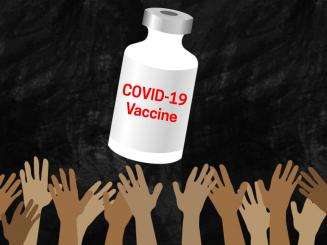 Many hands reaching for potential COVID-19 vaccine