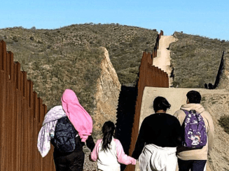 Migrants at the US-Mexico border.