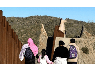 Migrants at the US-Mexico border.