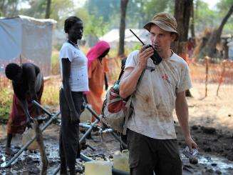 MSF water and sanitation expert at a water point in Doro refugee camp in Maban county, South Sudan. 