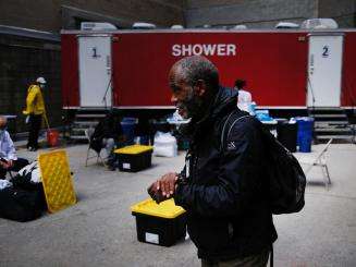 Shower Trailer Set Up For People Currently Homeless In NYC Amid COVID-19 Pandemic