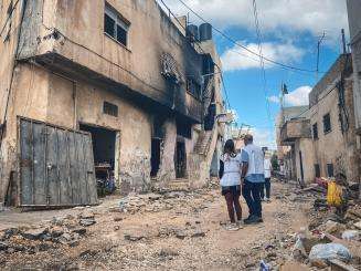MSF aid workers in Jenin, West Bank observe damage to buildings during Israeli raid on Palestinians
