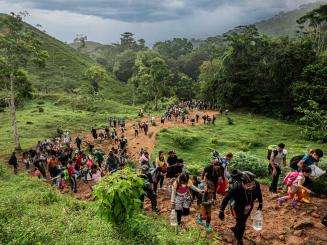 Migrants travel through Ecuador, Colombia and Panama.