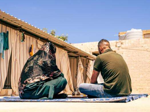 A displaced couple in Lebanon.