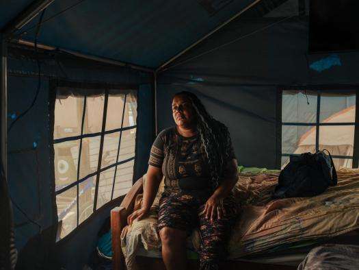 Ashley lives in a temporary encampment outside Mare Abajo, a housing complex that partially collapsed during the twin earthquakes in Venezuela.