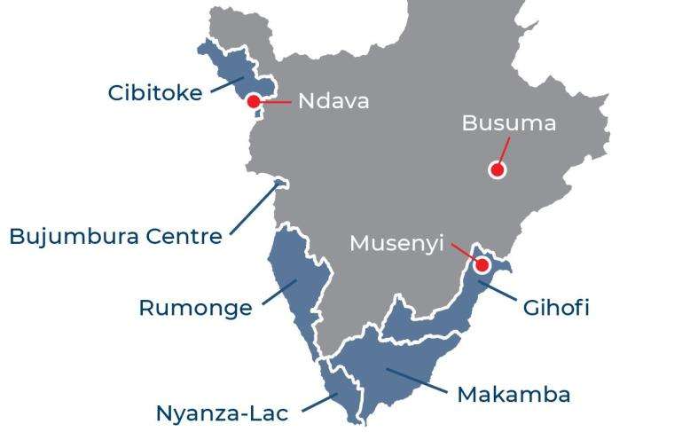 Map of MSF projects in Burundi