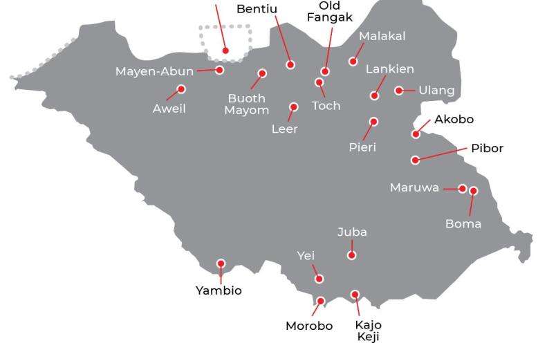 South Sudan IAR 2025 map