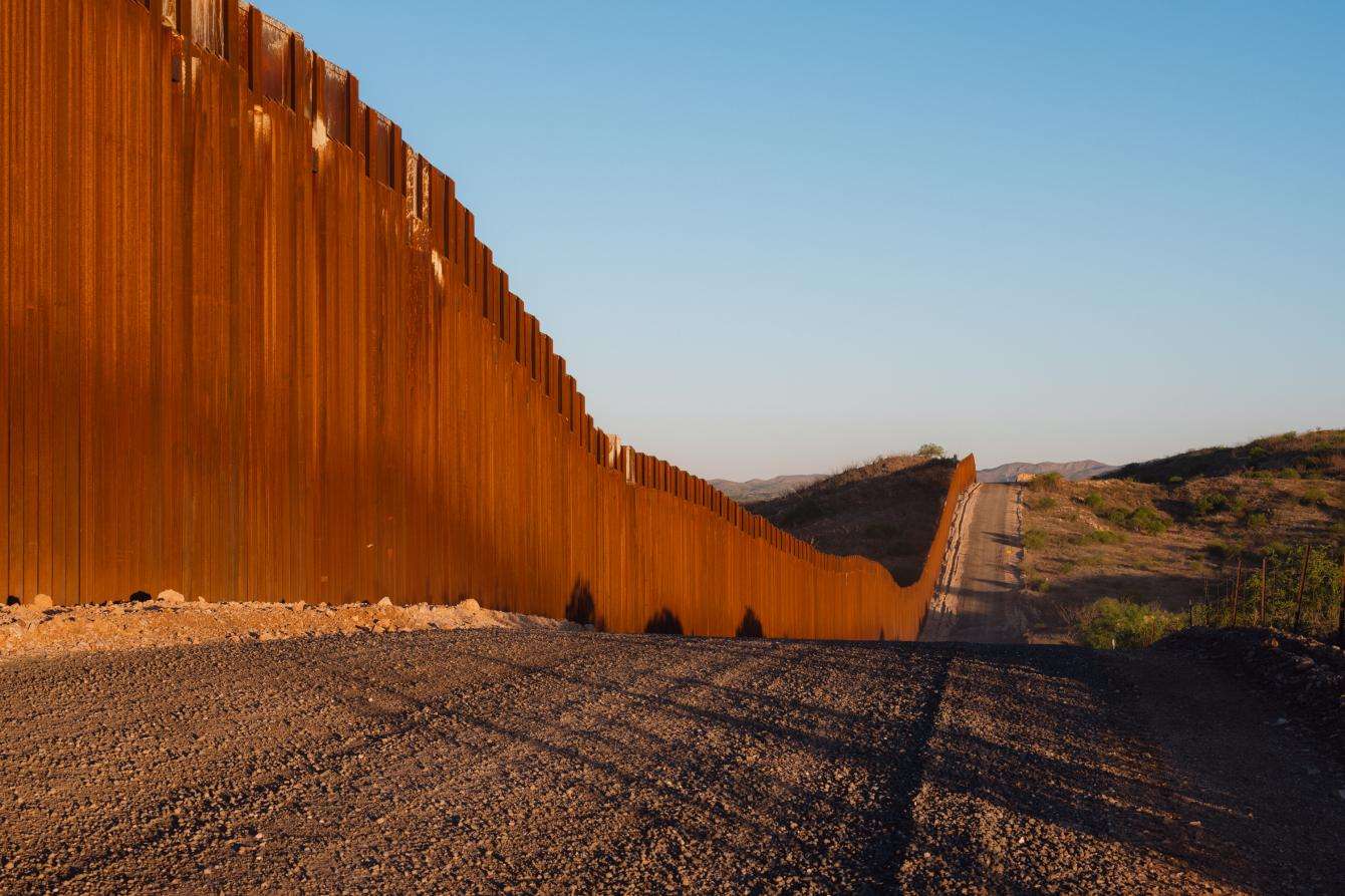 Border wall between Mexico and Arizona, United States.