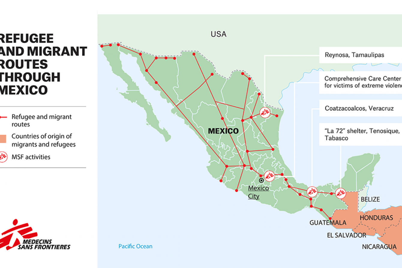 Refugee and migrant routes through Mexico