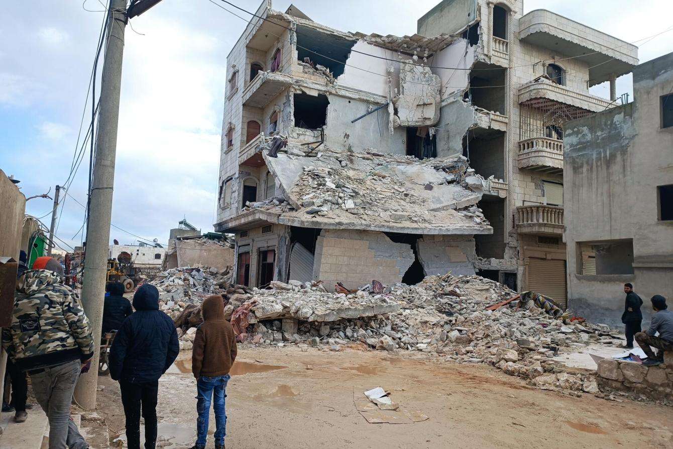 Destruction from the earthquake in Idlib province, Syria, on February 7, 2023.