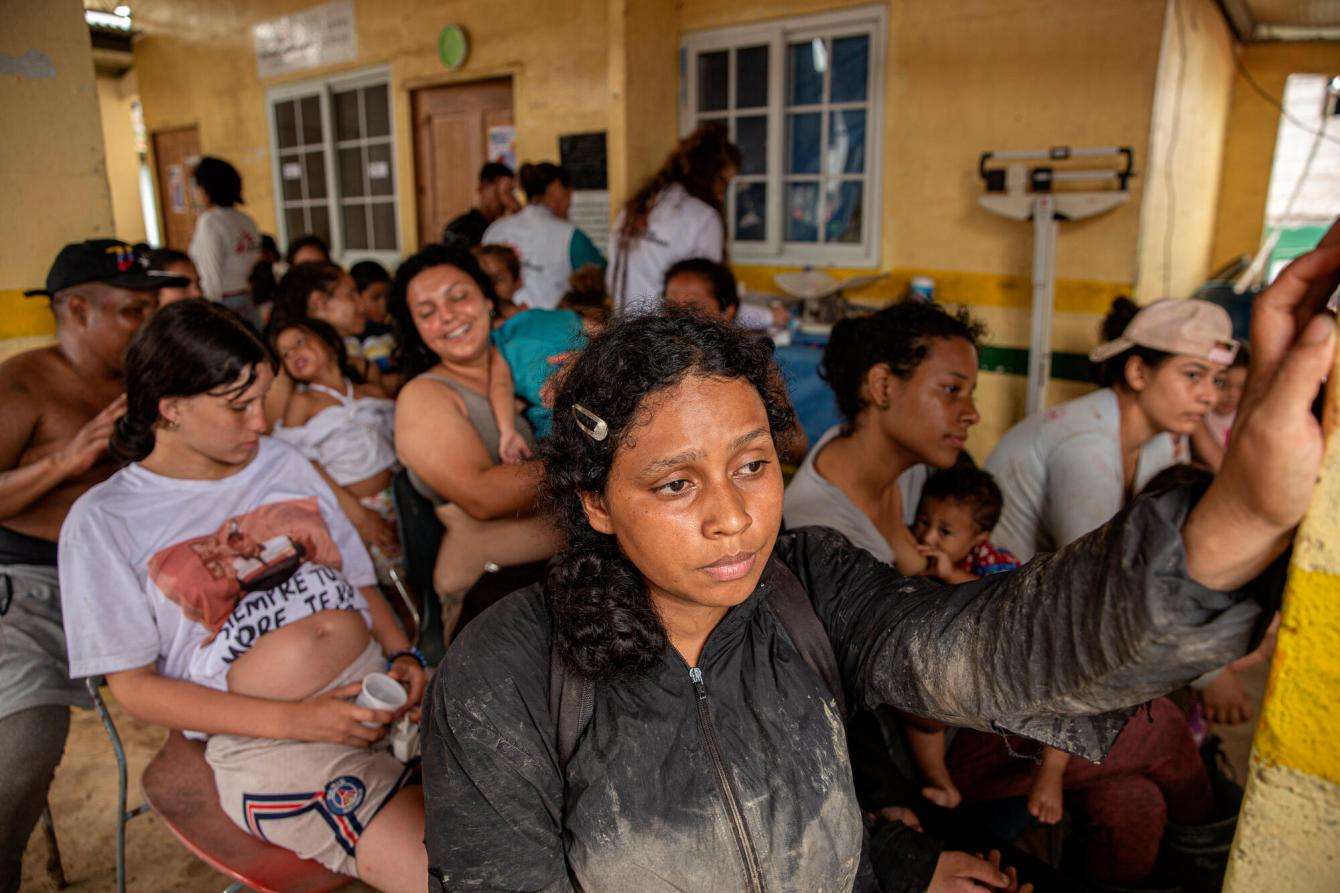 Women in a shelter for migrants after crossing the Darién Gap.