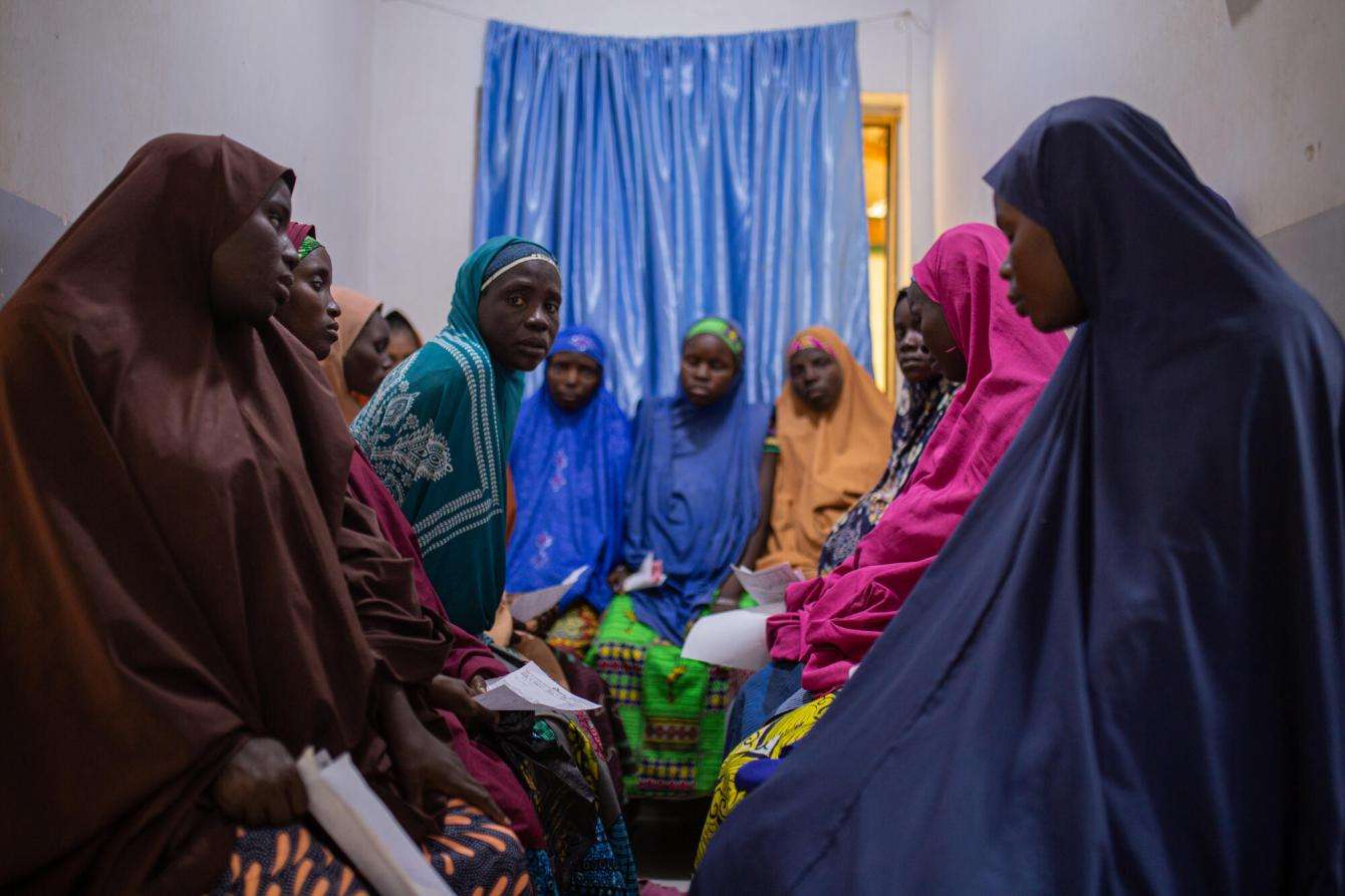 Women wait at the triage before receiving appropriate obstetric or newborn care treatment at Jahun general hospital. 