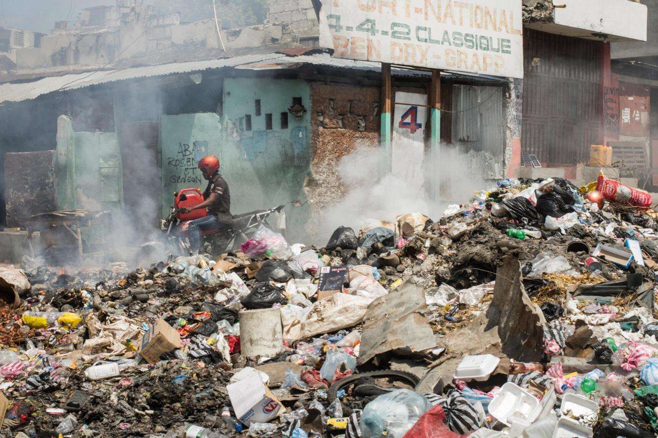 Trash and wreckage in Port-au-Prince, Haiti.