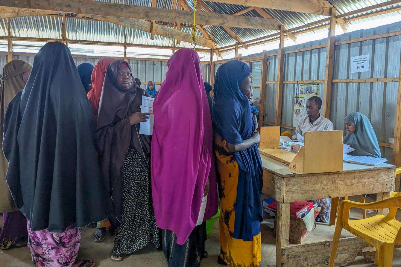 Patients wait in line at a Baidoa hospital in Somalia. 