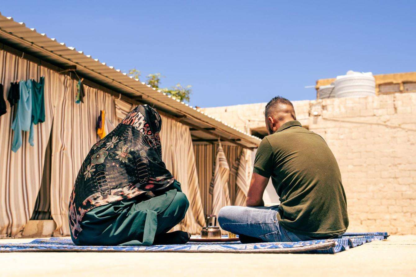 A displaced couple in Lebanon.