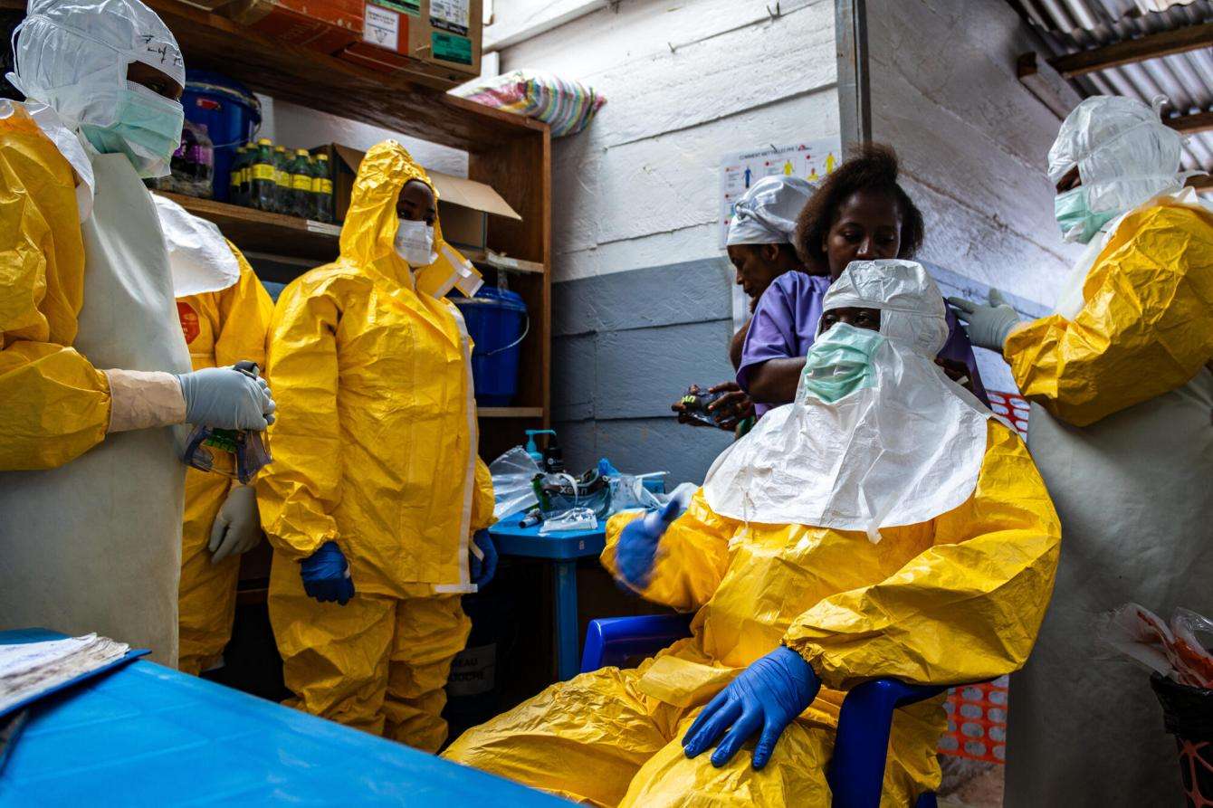 Teams of doctors, psychologists, and nurses prepare to share laboratory results with patients at MSF's Ebola treatment center in Kitatumba, DRC.