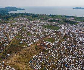 Aerial view of the Bulengo IDP site near Goma, Democratic Republic of Congo