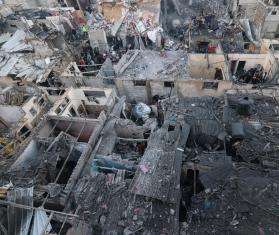 Destroyed buildings in Gaza, Palestine on December 12, 2023.