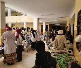 A crowded hospital in El Fasher, Sudan.