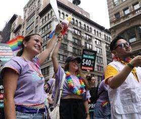 MSF USA staff marched at NYC Pride on June 28, calling on Gilead Sciences to make lenacapavir more accessible.