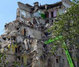 Aftermath of an attack in Kyiv, Ukraine.