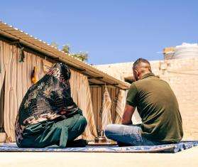 A displaced couple in Lebanon.