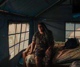 Ashley lives in a temporary encampment outside Mare Abajo, a housing complex that partially collapsed during the twin earthquakes in Venezuela.