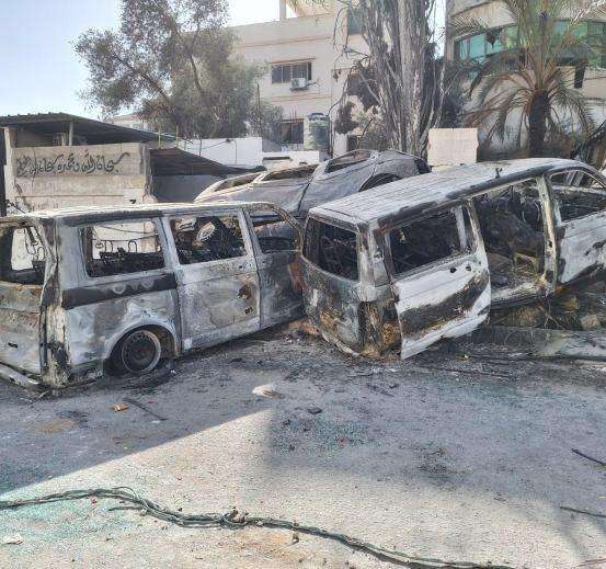 Destroyed vehicles in Gaza.